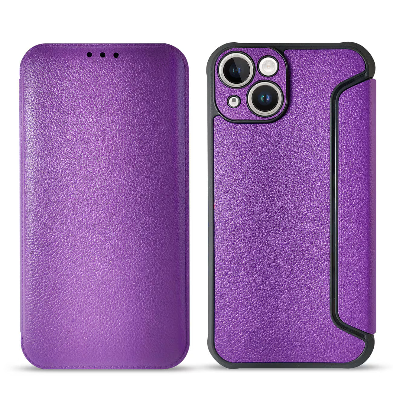 Magnetic wallet Leather phone case For Apple iPhone 14 In Purple (FC36-IPH14PP)